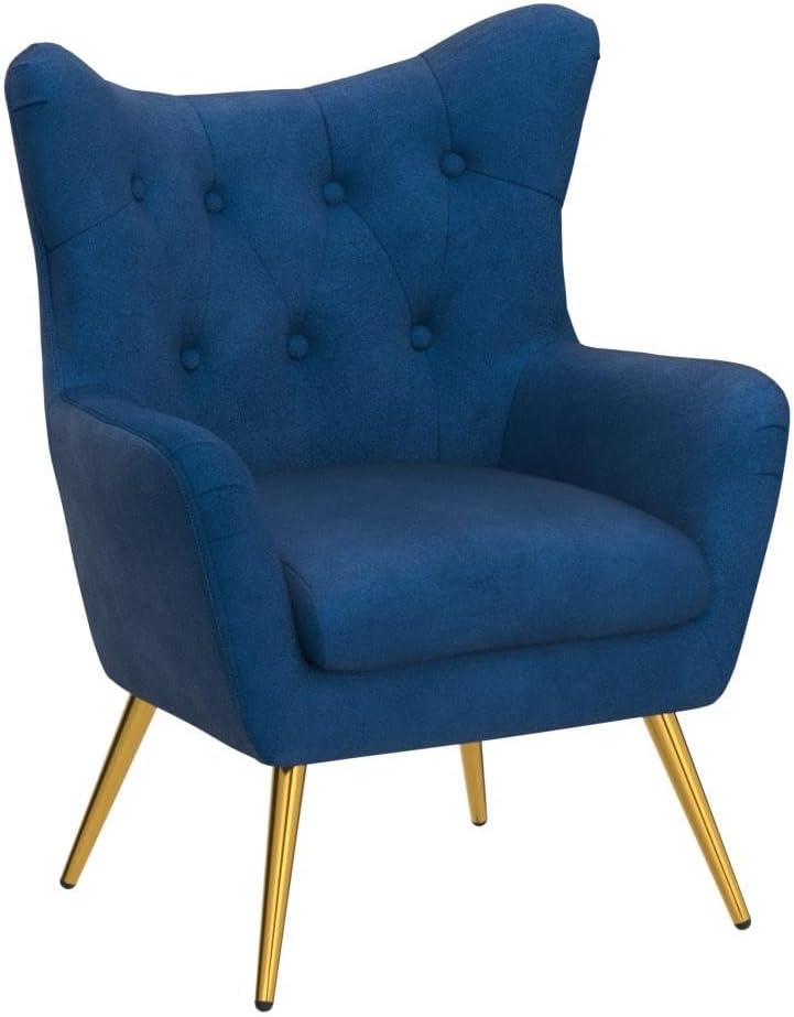 Navy Tufted Velvet Wingback Chair