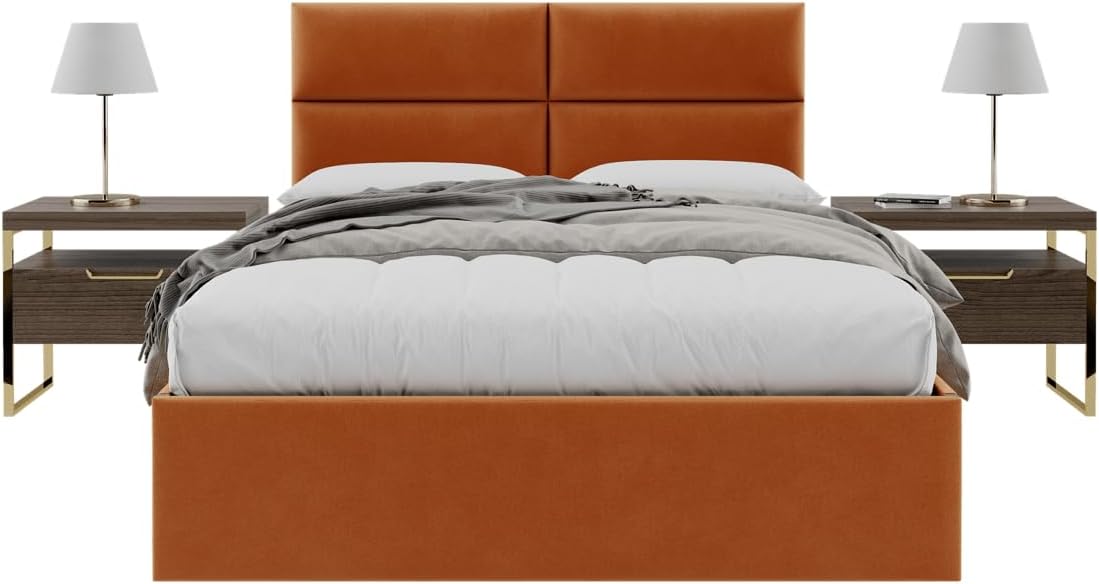 Rust Velvet Queen Headboard Panels