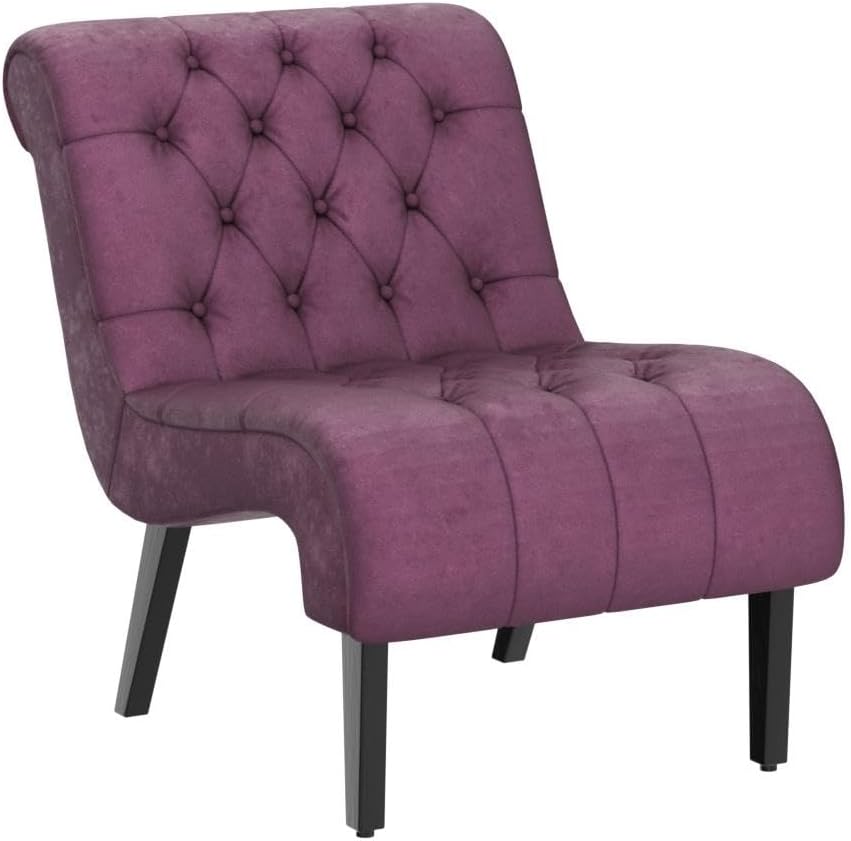 Purple Tufted Velvet Armless Accent Chair