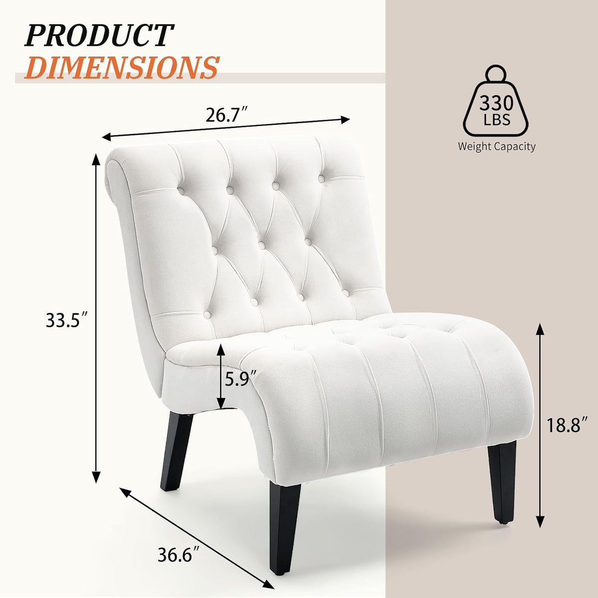 Cream Tufted Velvet Accent Chair