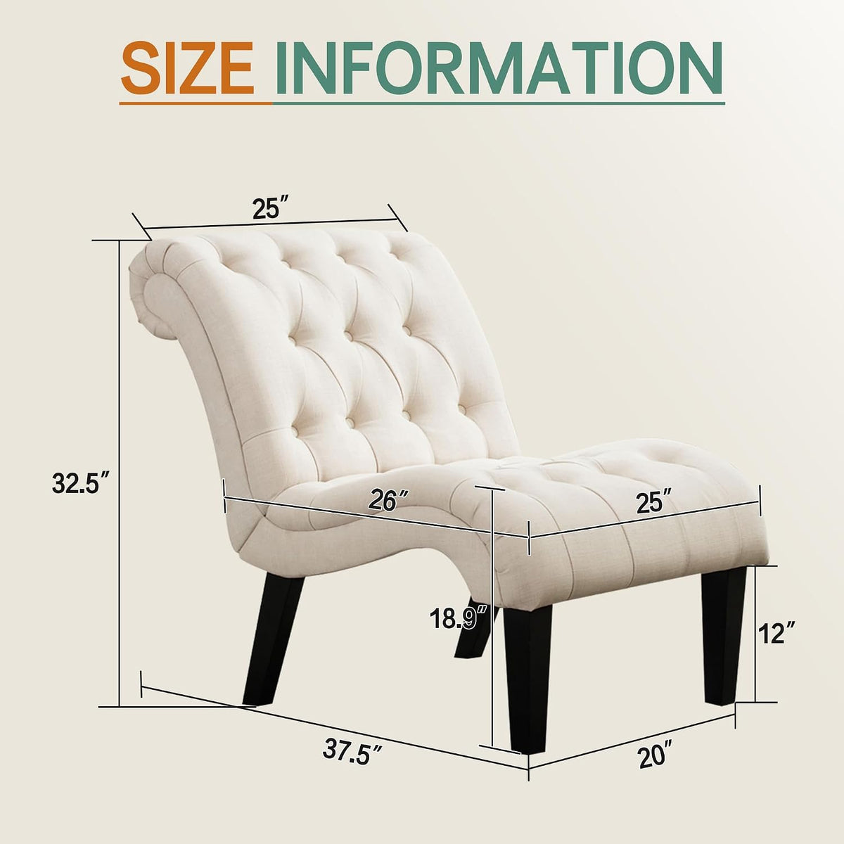 Tufted Armless Slipper Accent Chair