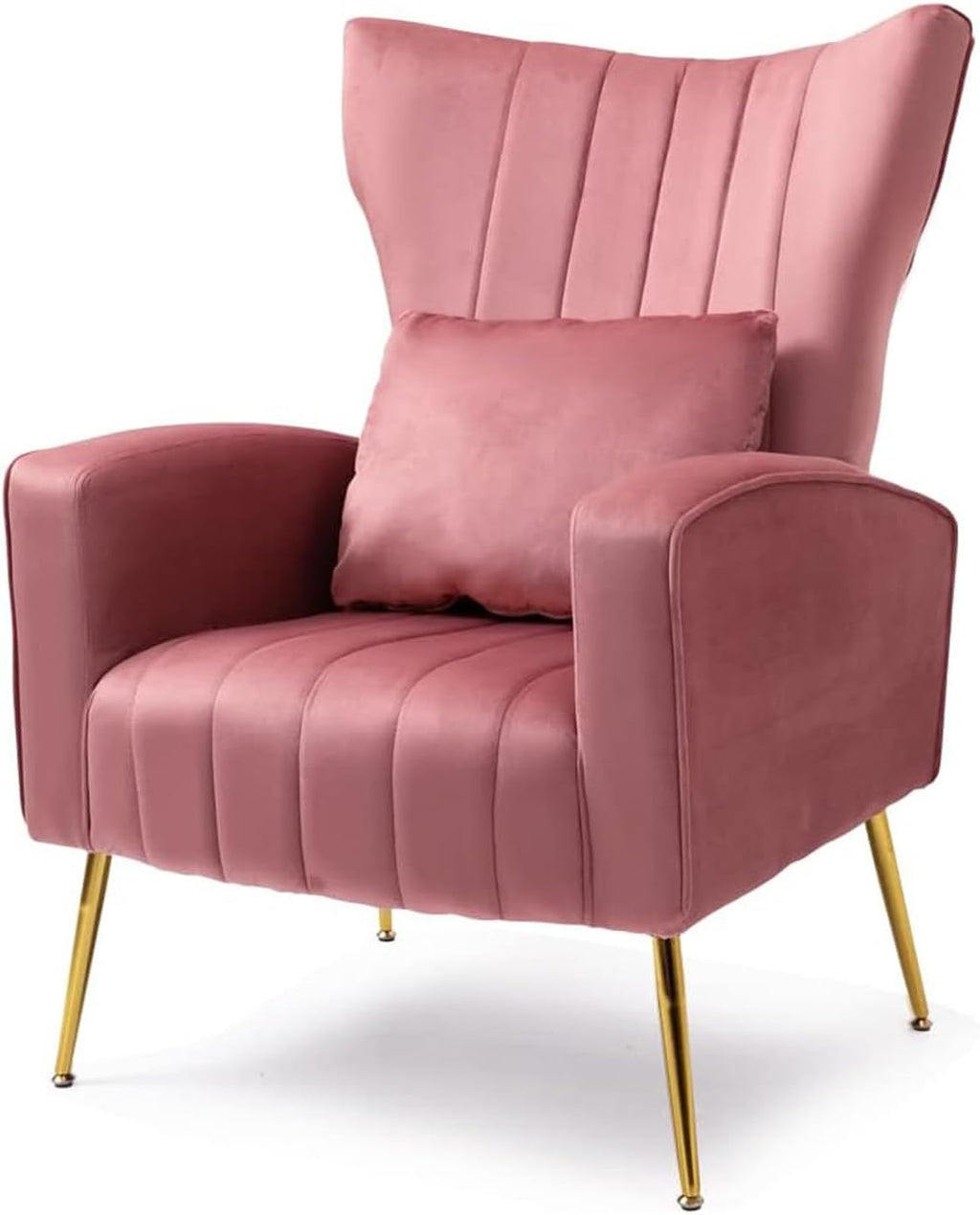 Blush Pink Velvet Wingback Chairs Set of 2