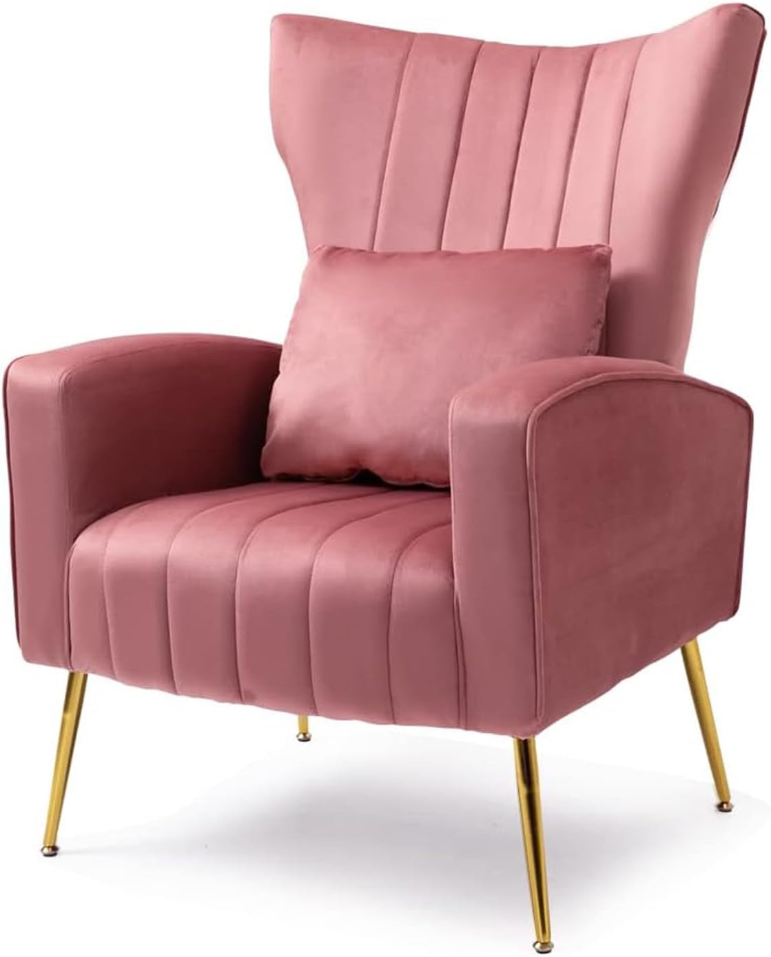 Blush Pink Velvet Wingback Chairs Set of 2