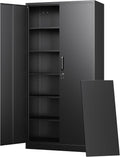 Black Lockable Tall Metal Storage Cabinet