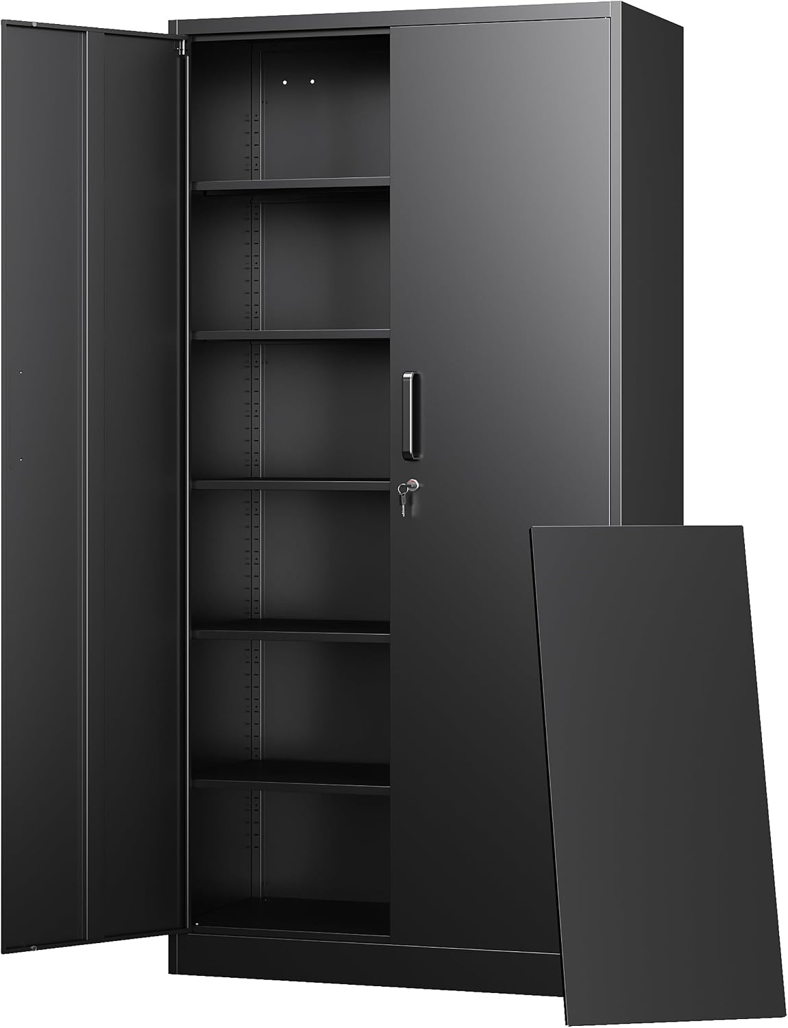 Black Lockable Tall Metal Storage Cabinet
