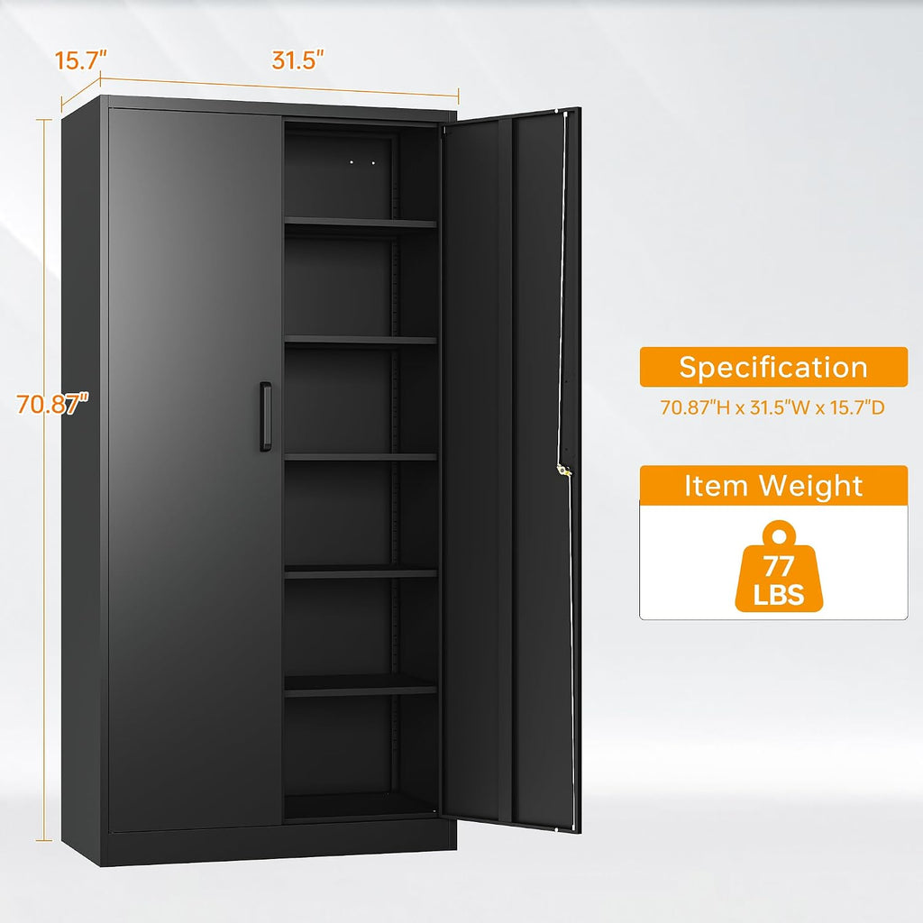 Black Lockable Metal Garage Storage Cabinet