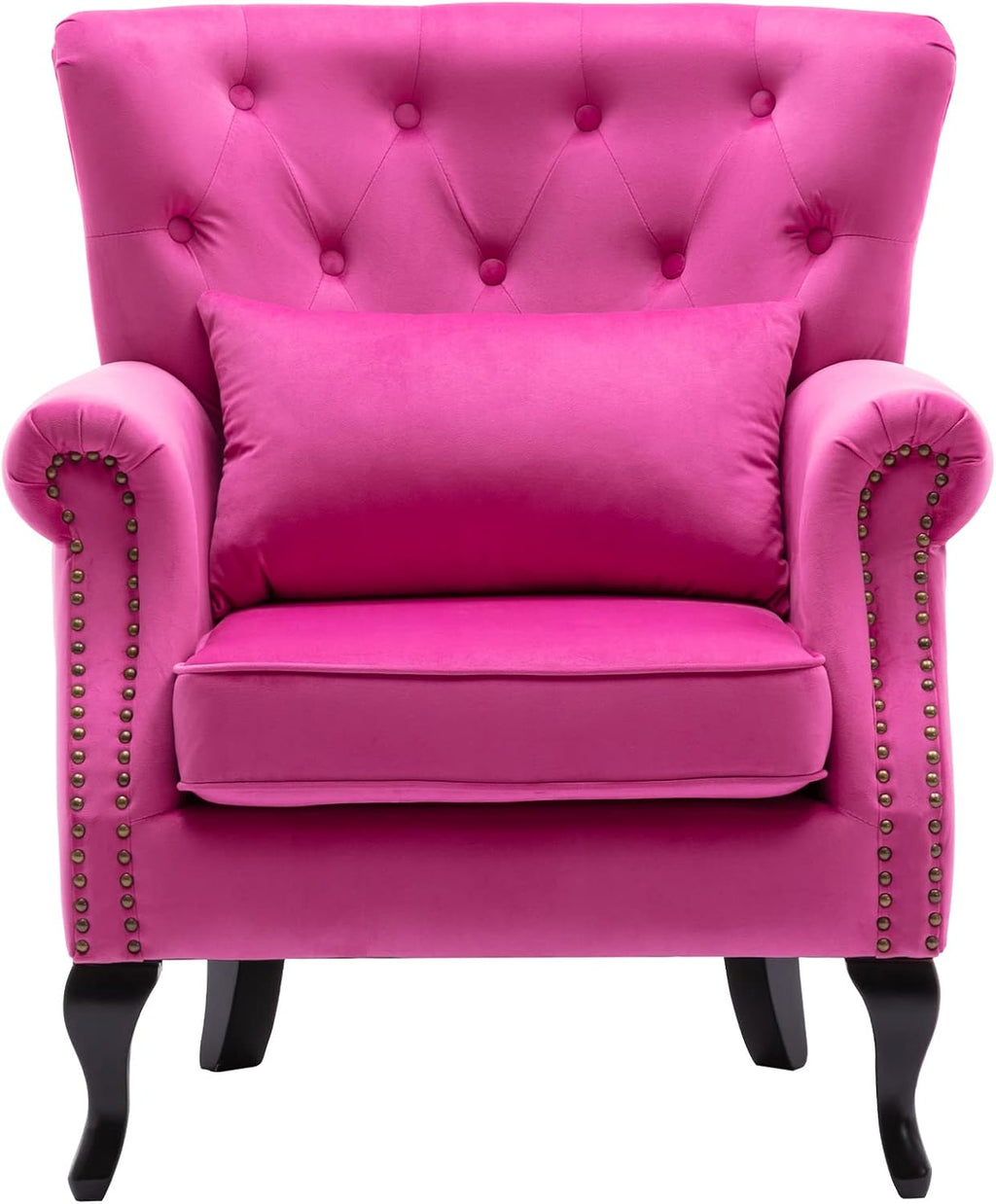 Rose Pink Tufted Velvet Wingback Accent Chair