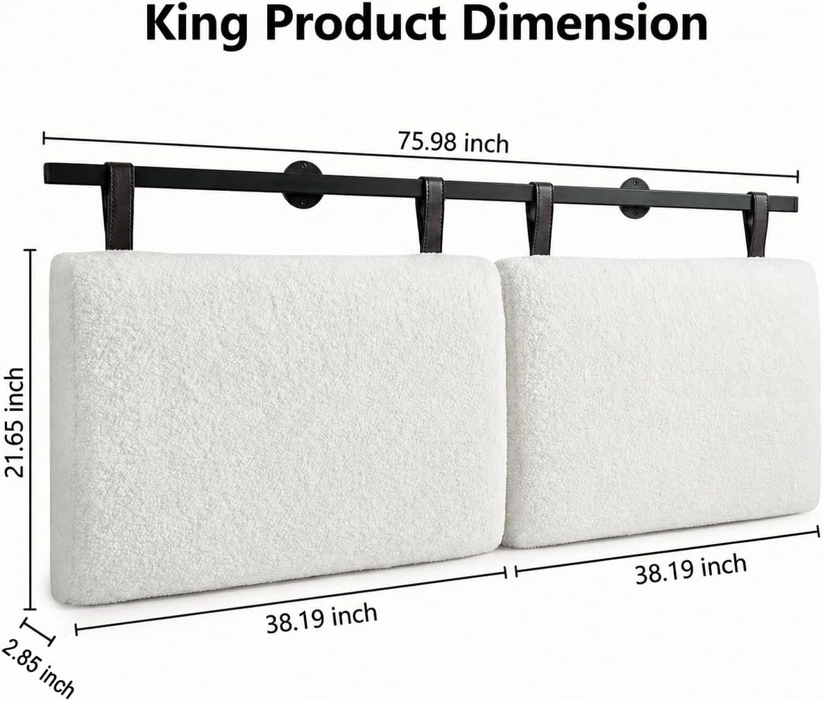 White Upholstered King Wall Headboard