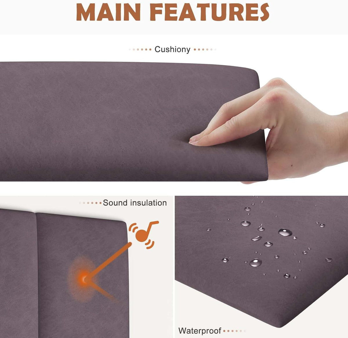 Dark Purple King Peel Stick Headboard