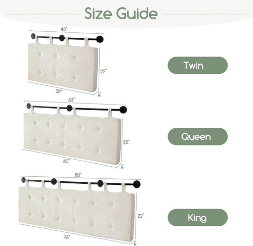 Beige Tufted Queen Wall Headboard