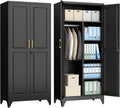 Black Lockable Metal Wardrobe Closet