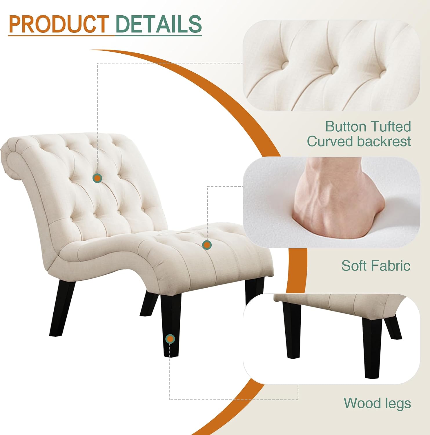 Tufted Armless Slipper Accent Chair