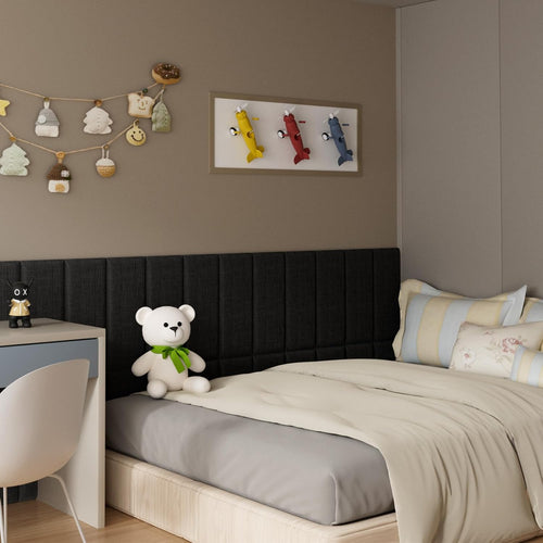 Black Fabric Peel Stick Acoustic Headboard Panels