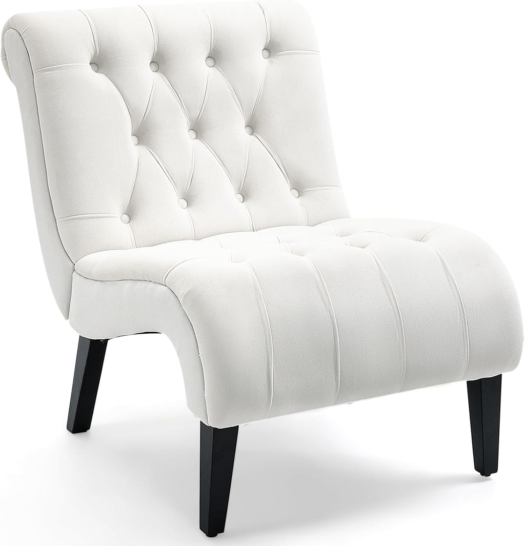 Cream Tufted Velvet Accent Chair