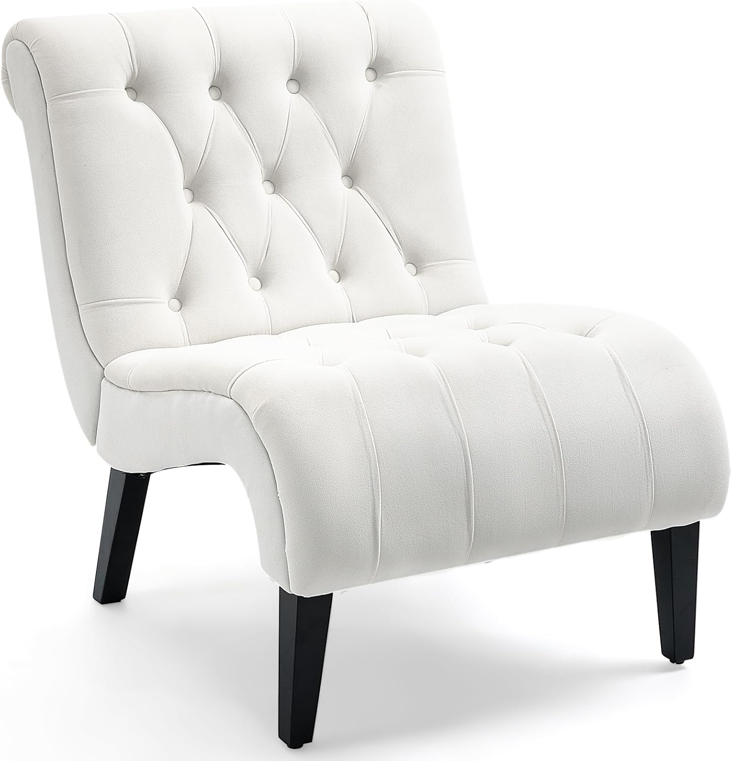 Cream Tufted Velvet Accent Chair