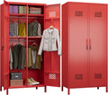 Red Lockable Deep Metal Wardrobe Closet