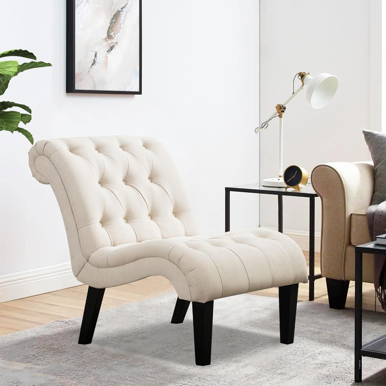 Tufted Armless Slipper Accent Chair
