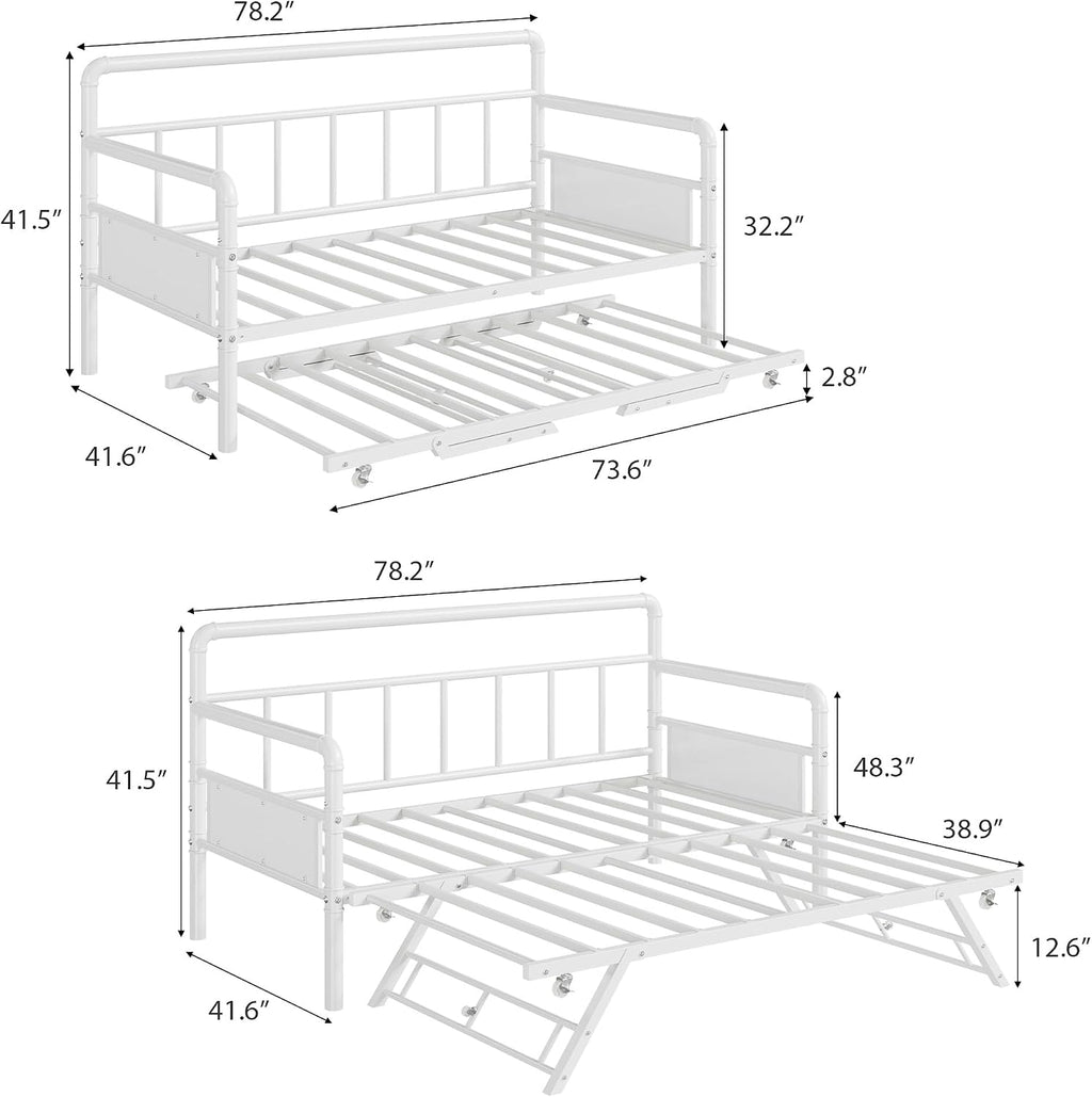 White Daybed with Pop Up Trundle