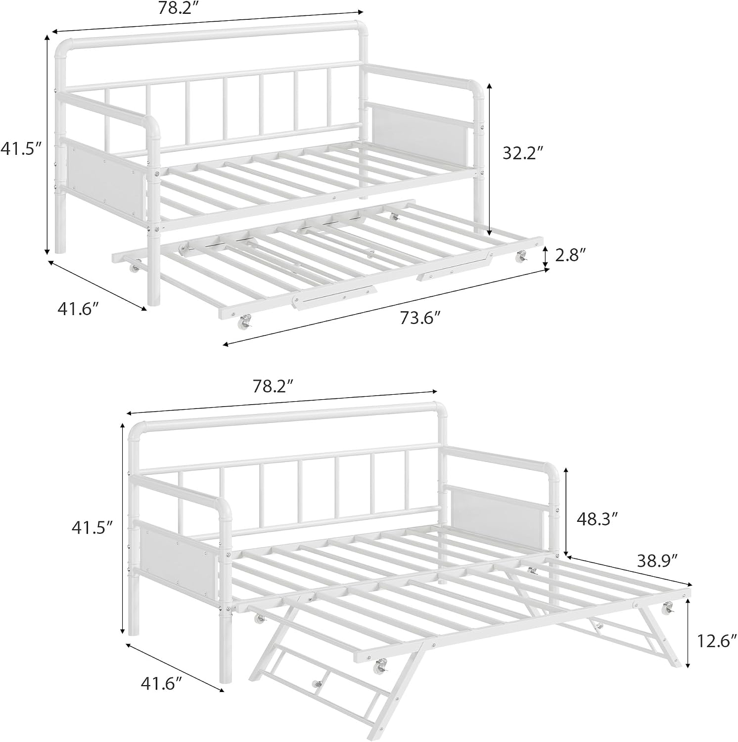 White Daybed with Pop Up Trundle