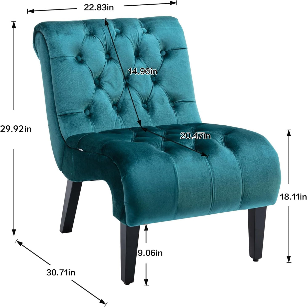 Tufted Velvet Curved Armless Accent Chair