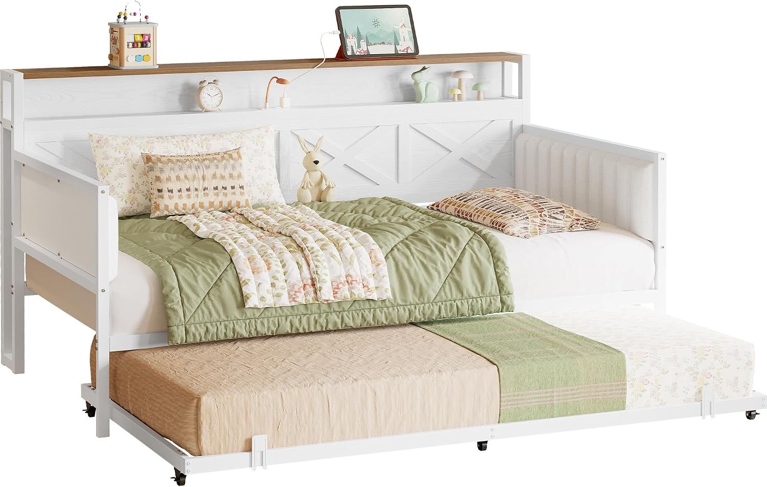 White Walnut Daybed with Trundle