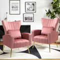 Blush Pink Velvet Wingback Chairs Set of 2