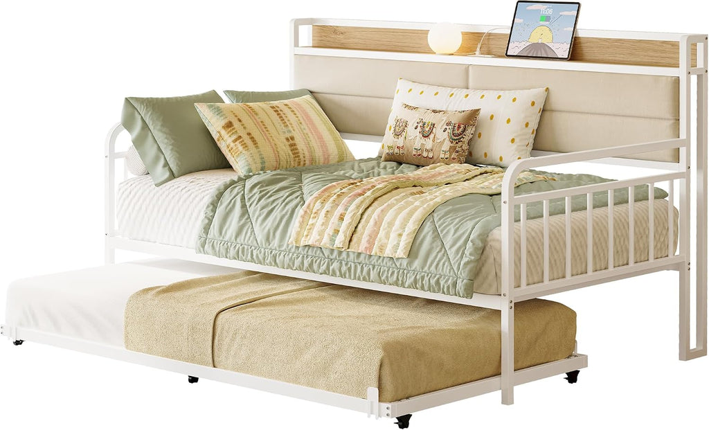 White Metal Daybed with Trundle