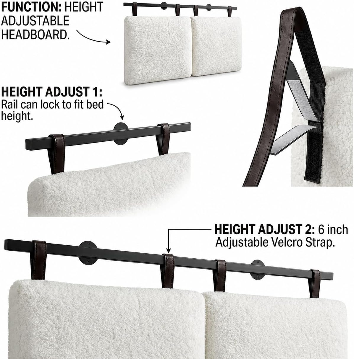 White Upholstered King Wall Headboard