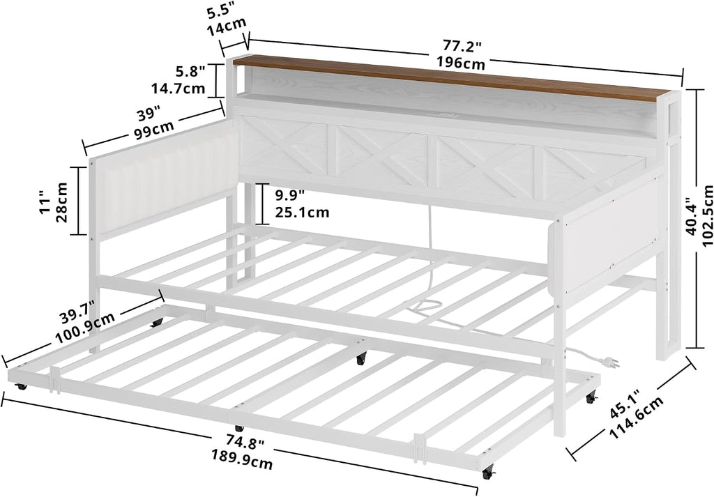 White Walnut Daybed with Trundle