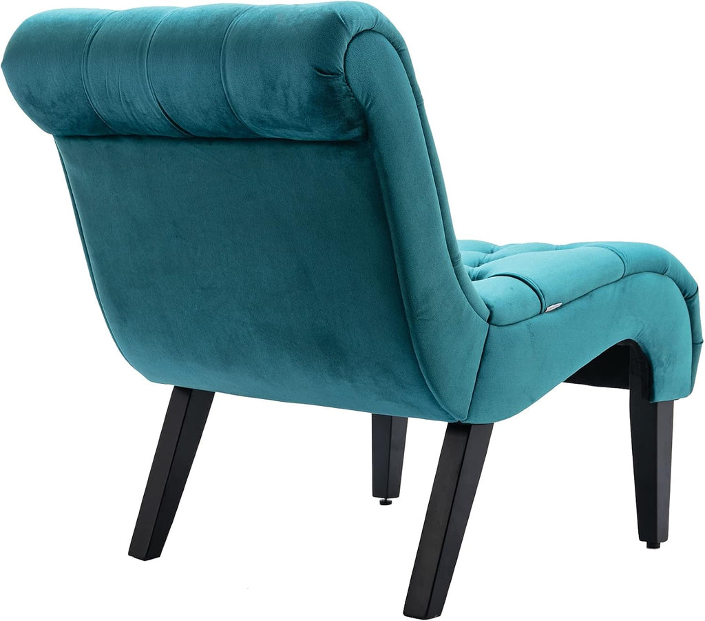 Tufted Velvet Curved Armless Accent Chair