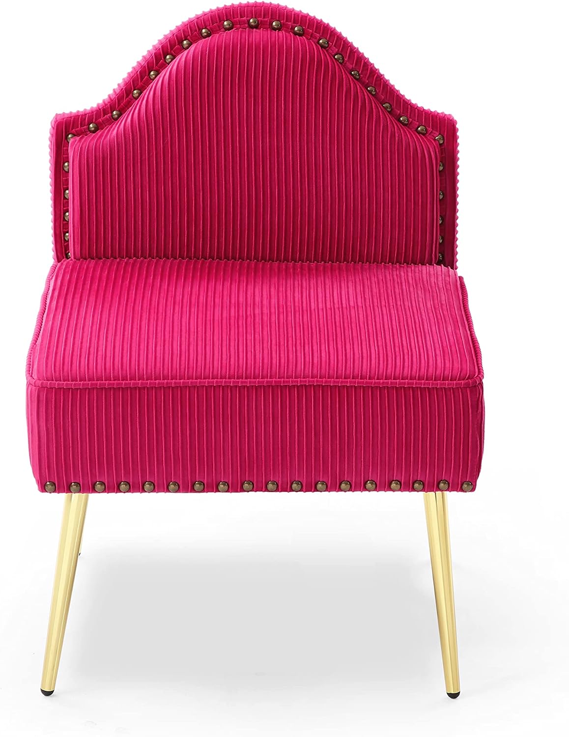 Fuchsia Pleated Velvet Armless Accent Chair