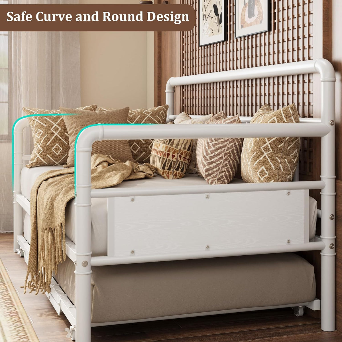 White Daybed with Pop Up Trundle