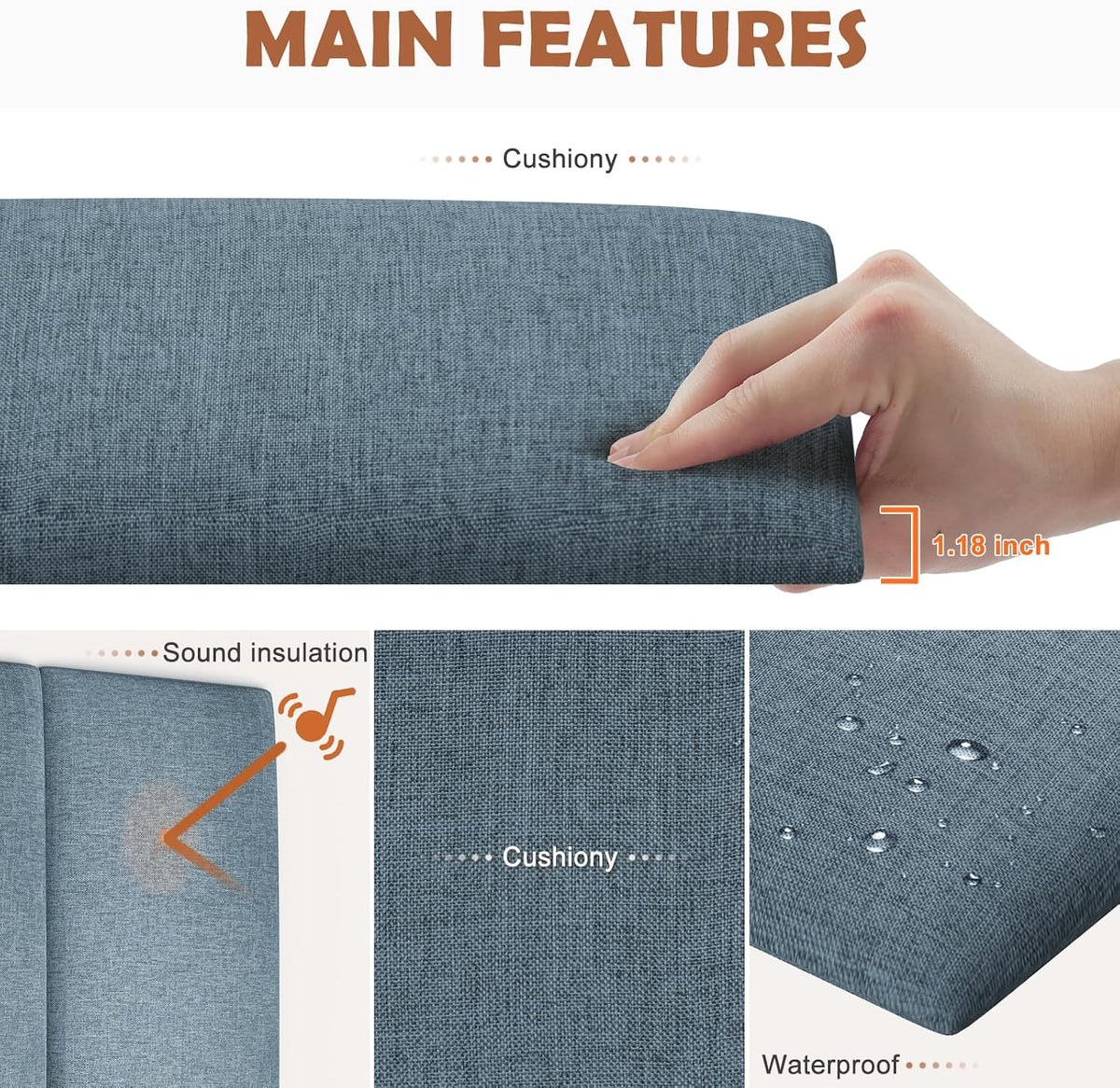 Dusty Blue King Peel Stick Headboard