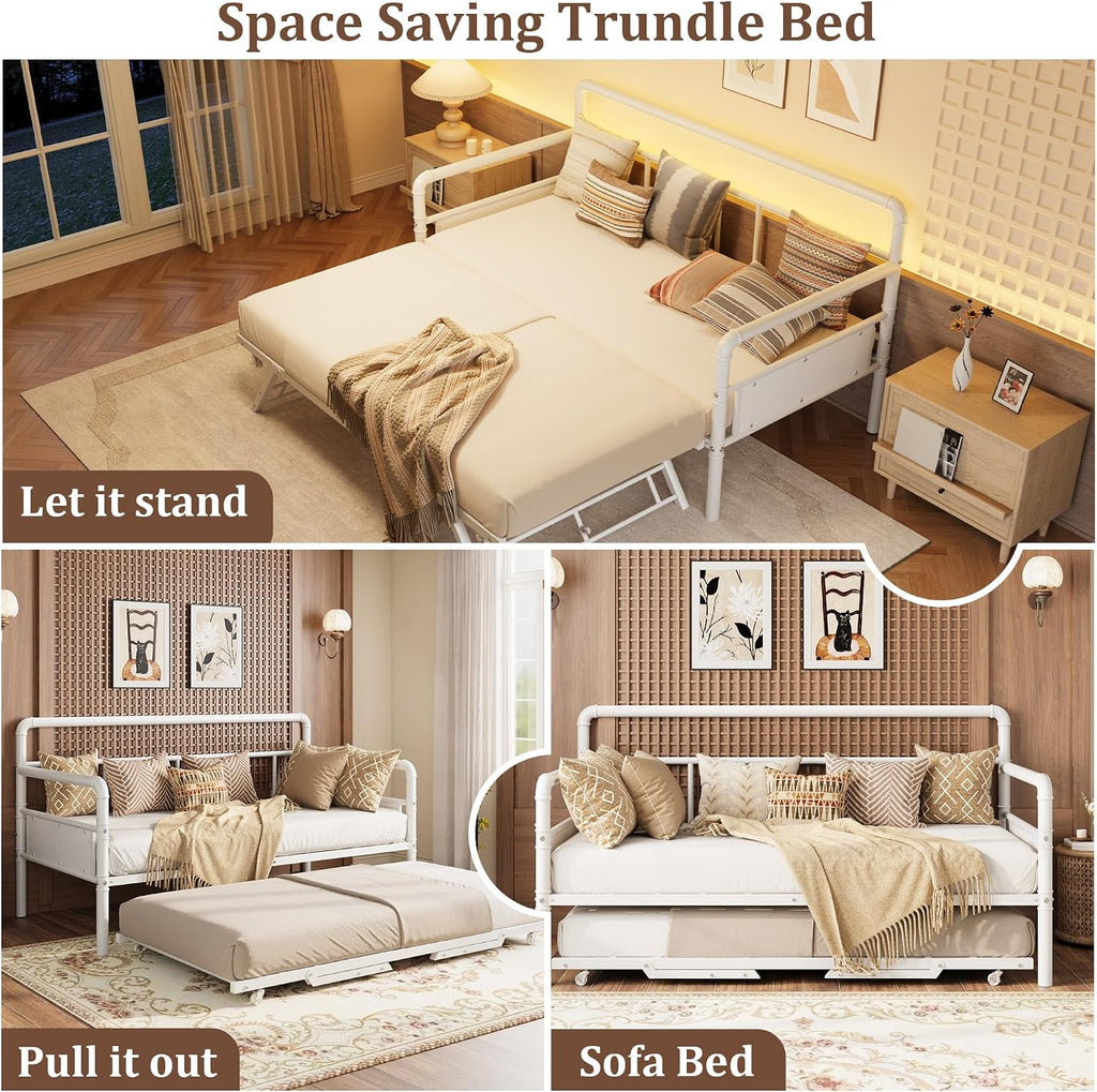 White Daybed with Pop Up Trundle
