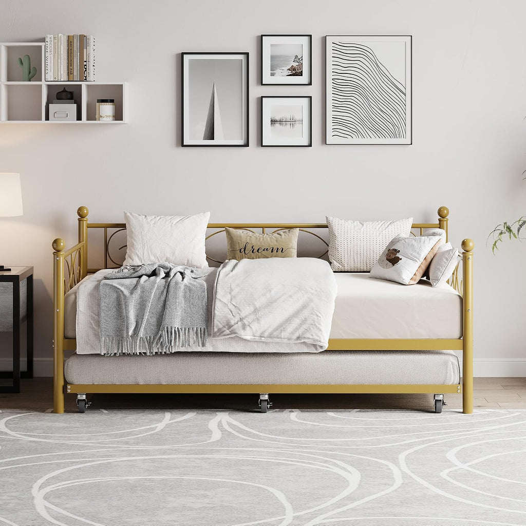 Gold Metal Daybed with Trundle