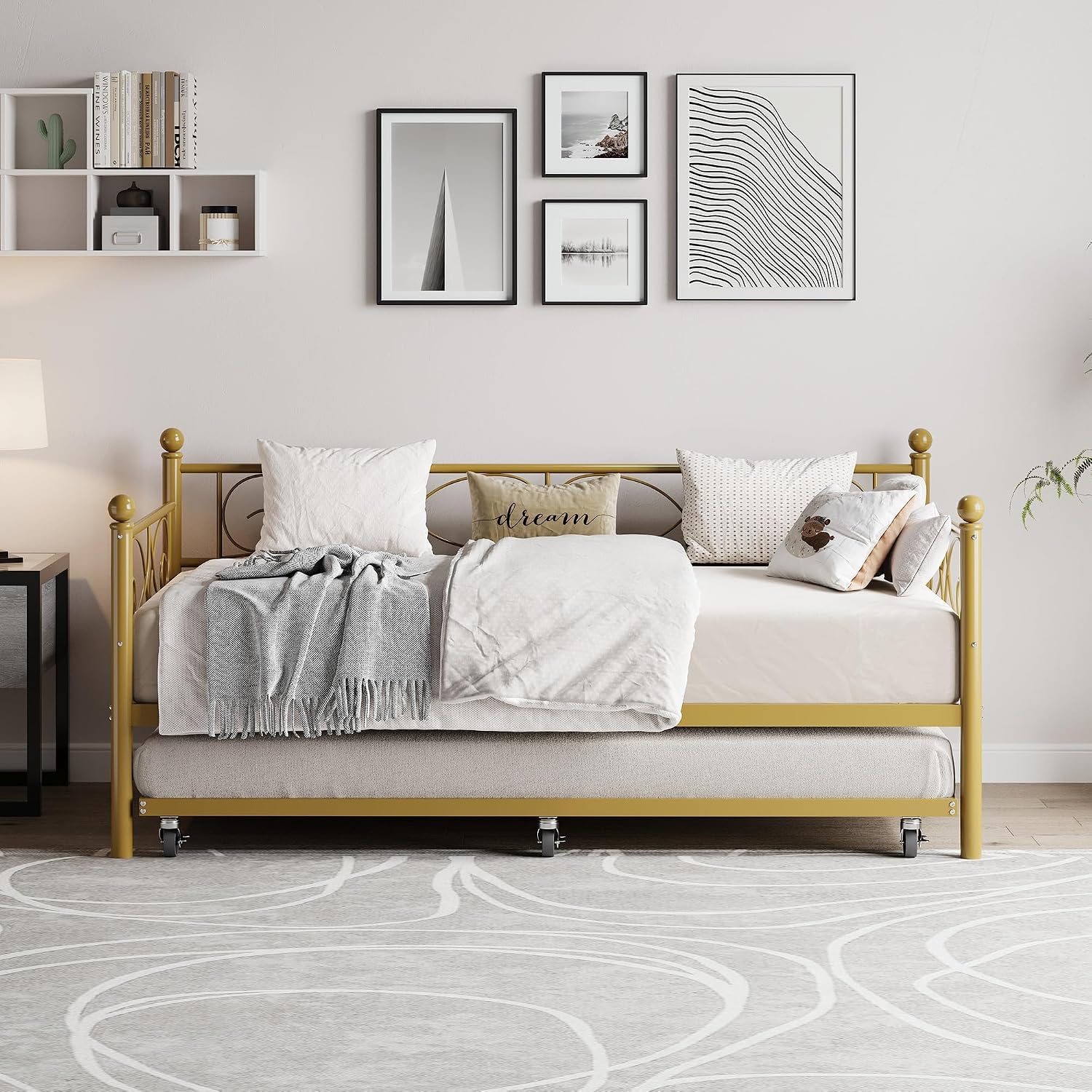 Gold Metal Daybed with Trundle