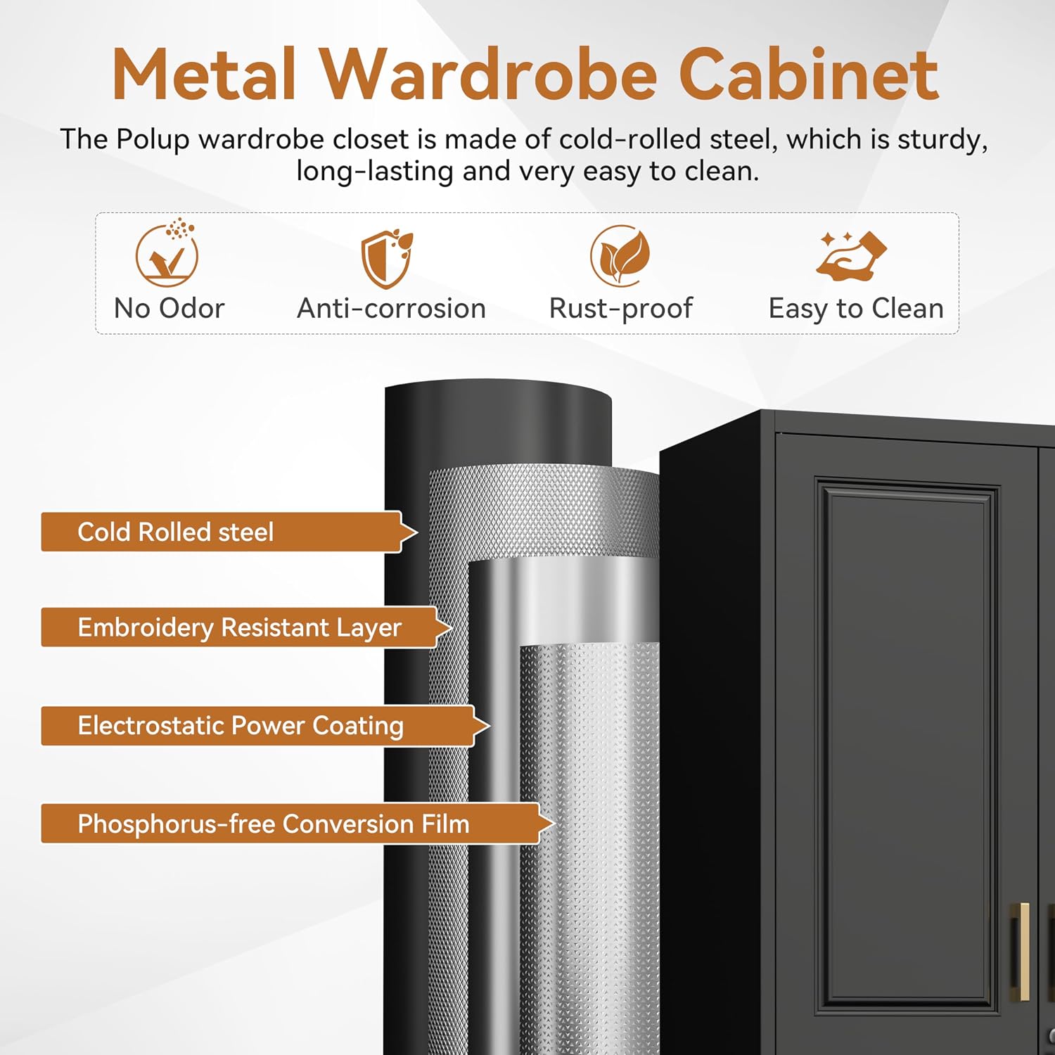 Black Lockable Metal Wardrobe Closet