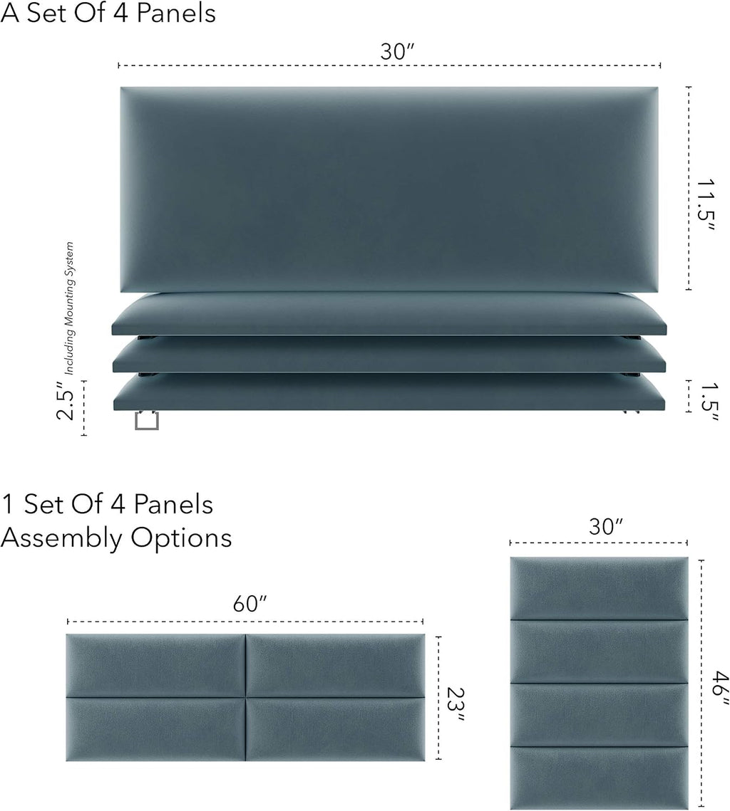 Antique Blue Velvet Headboard Panels