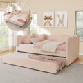 Pink Linen Daybed with Pop Up Trundle