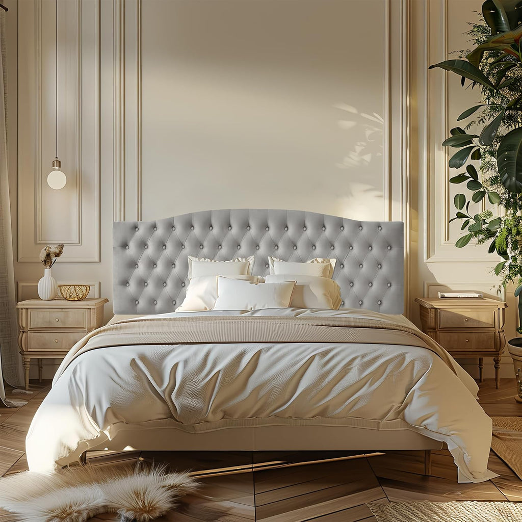 Velvet Silver Gray King Headboard
