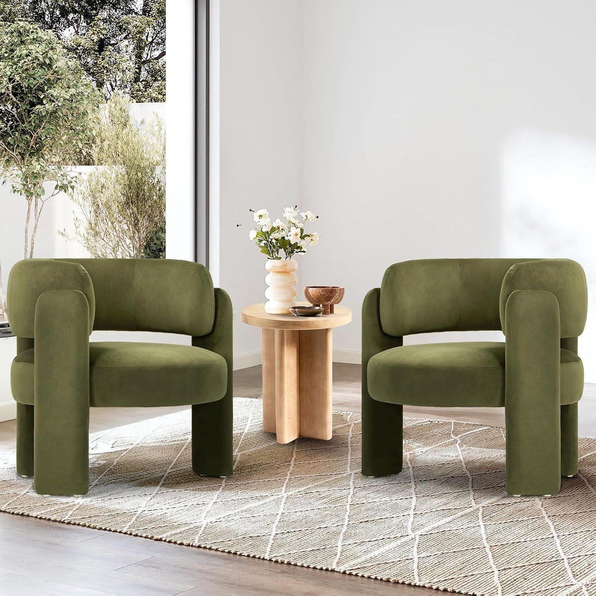 Green Velvet Accent Chairs Set of 2