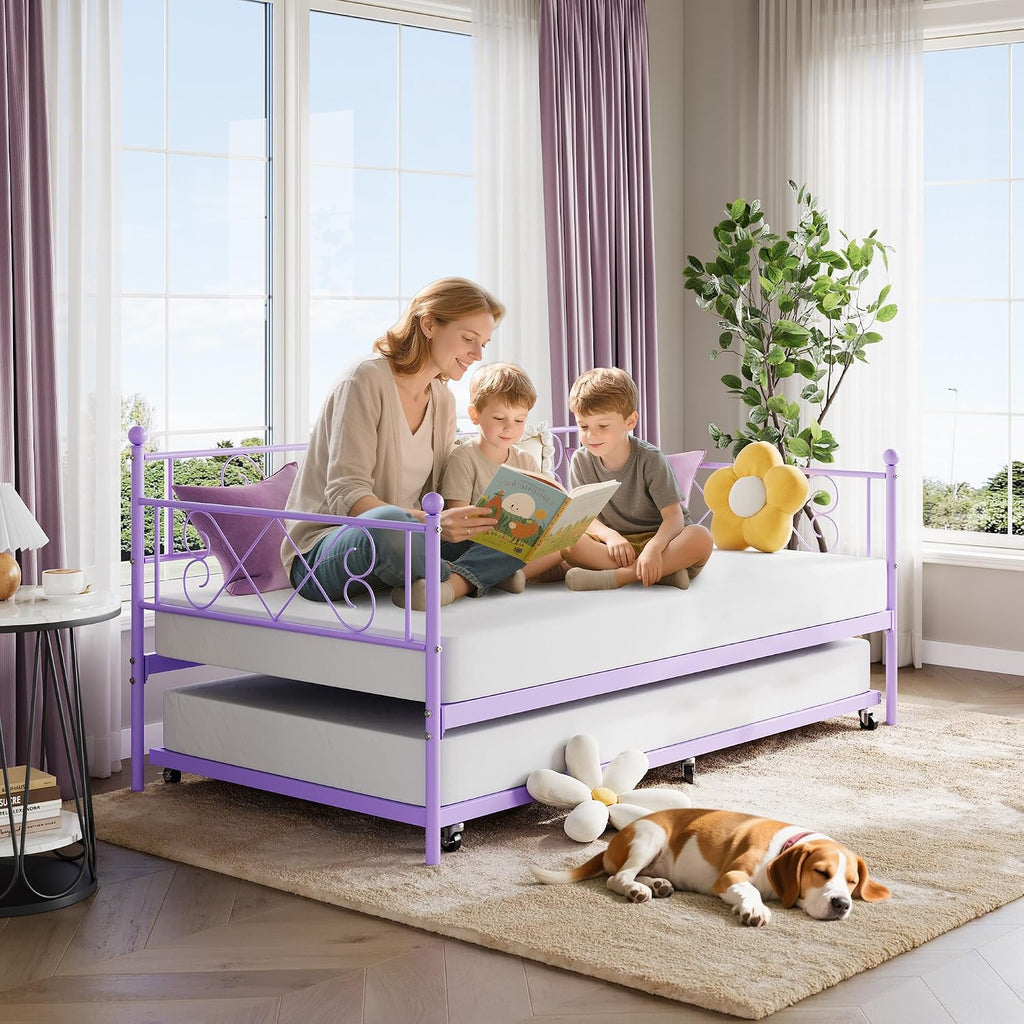 Purple Metal Daybed with Trundle