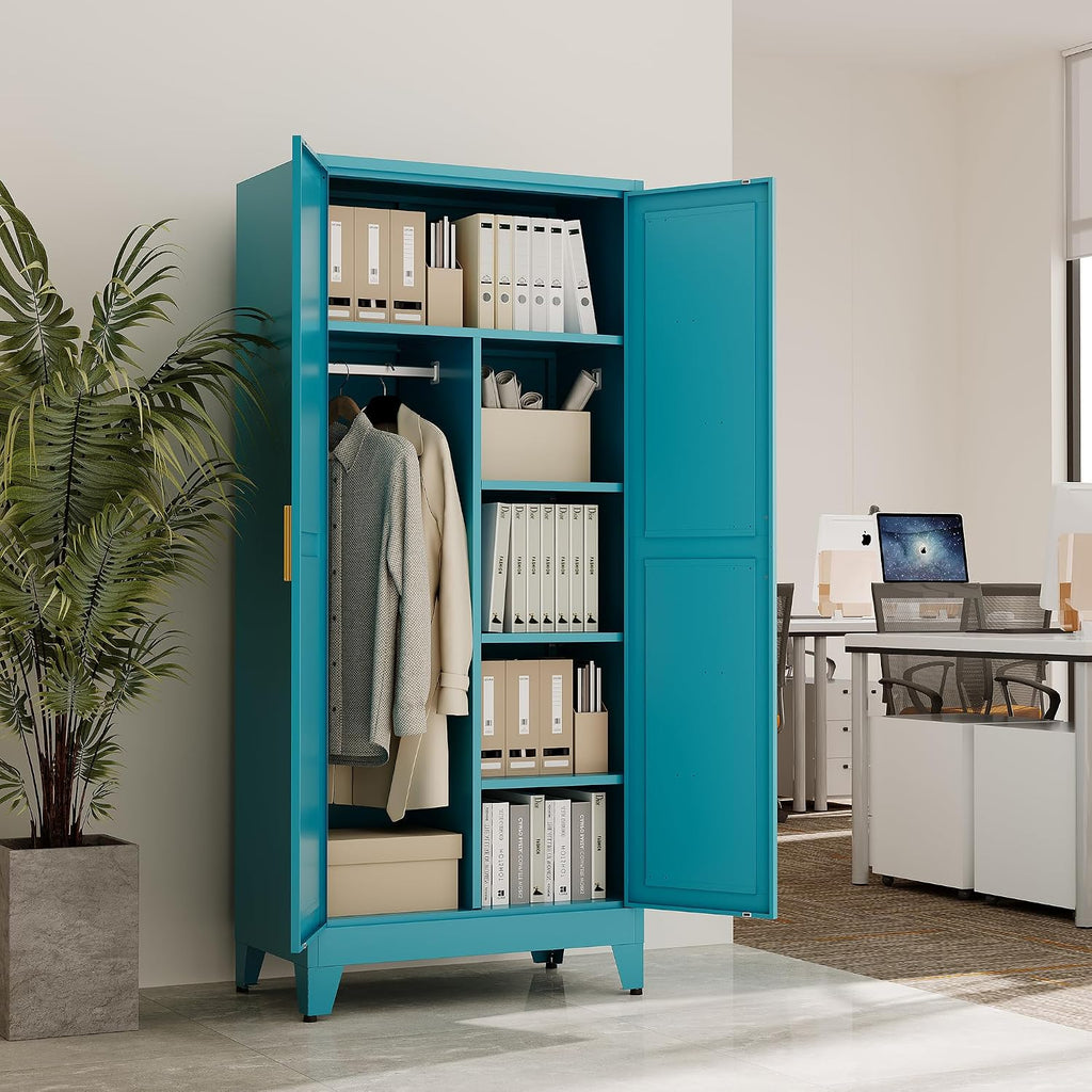 Blue Heavy Duty Metal Wardrobe Closet