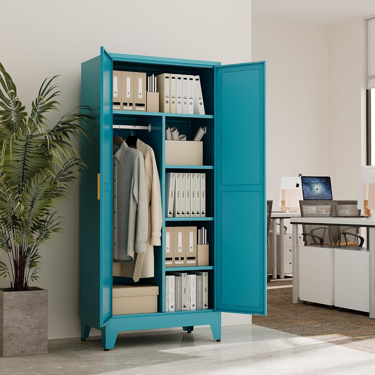 Blue Heavy Duty Metal Wardrobe Closet