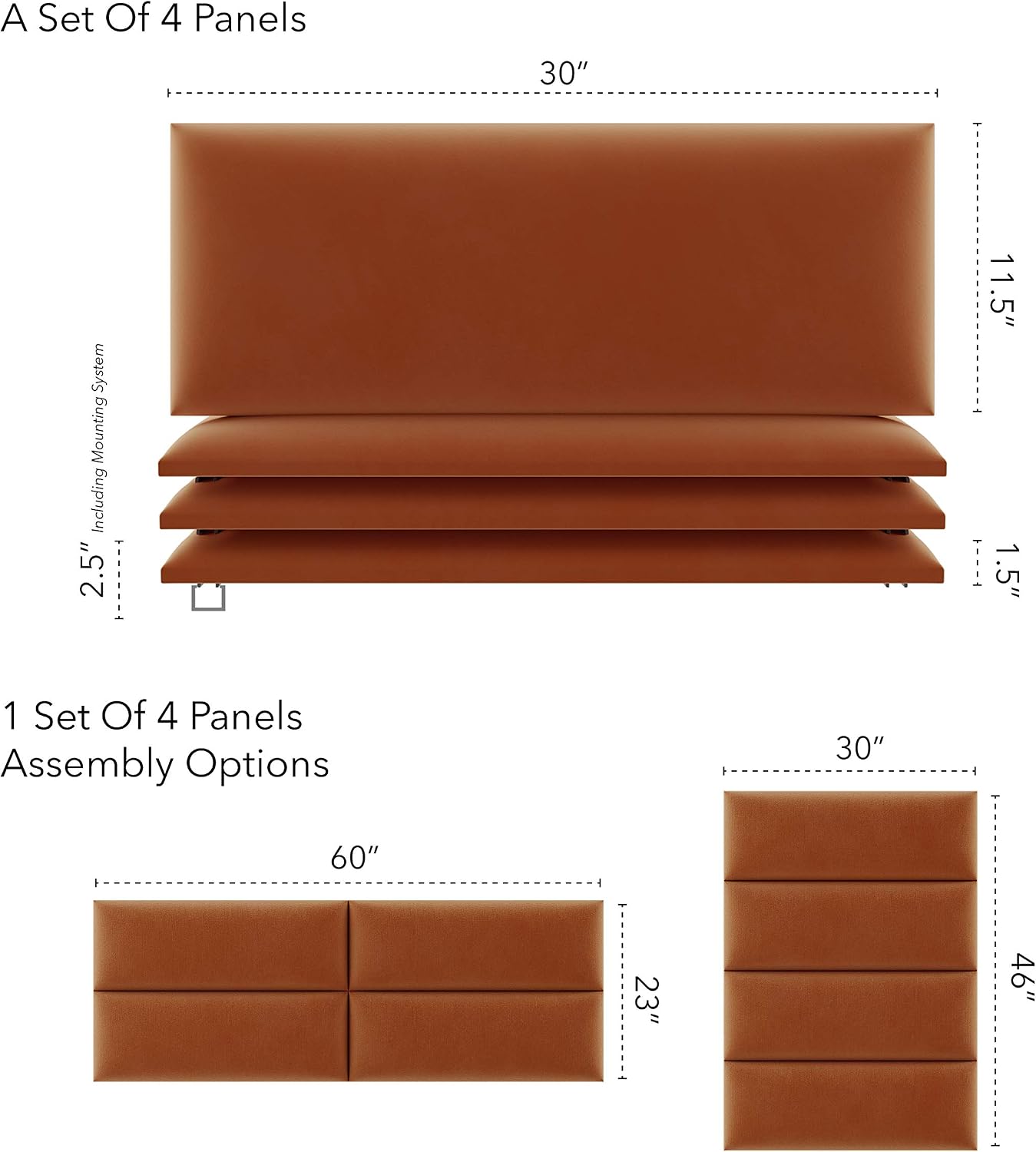 Rust Velvet Queen Headboard Panels