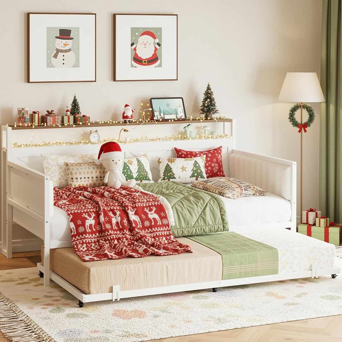 White Walnut Daybed with Trundle