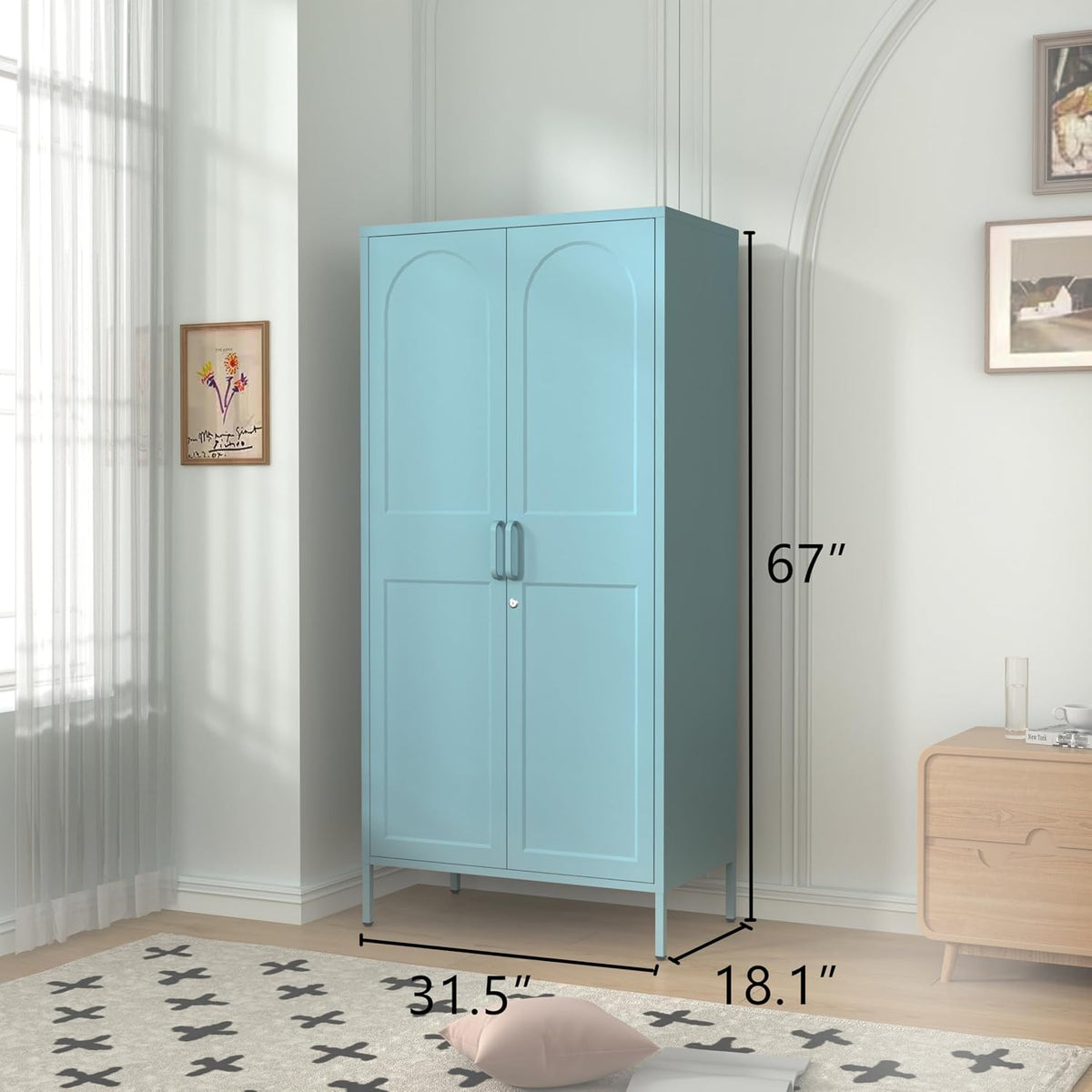 Blue Lockable Metal Wardrobe Closet