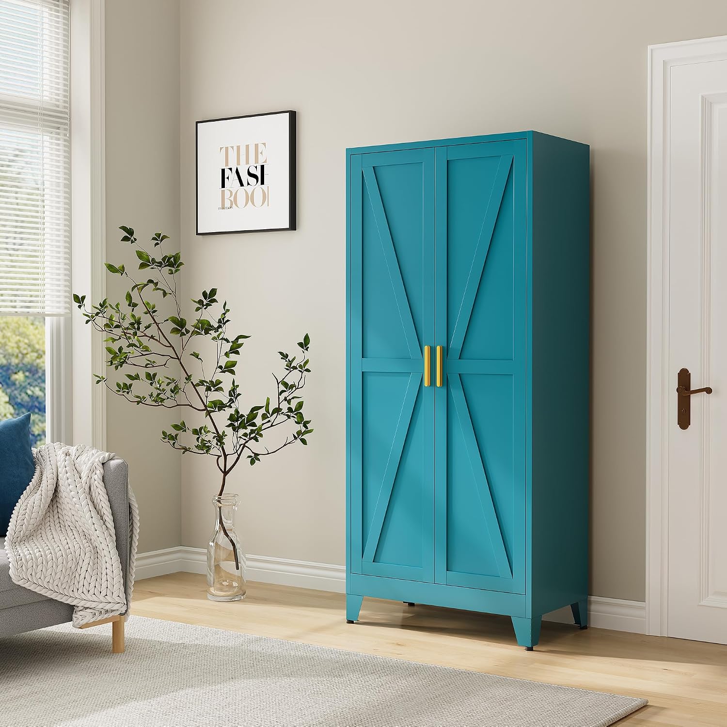 Blue Heavy Duty Metal Wardrobe Closet