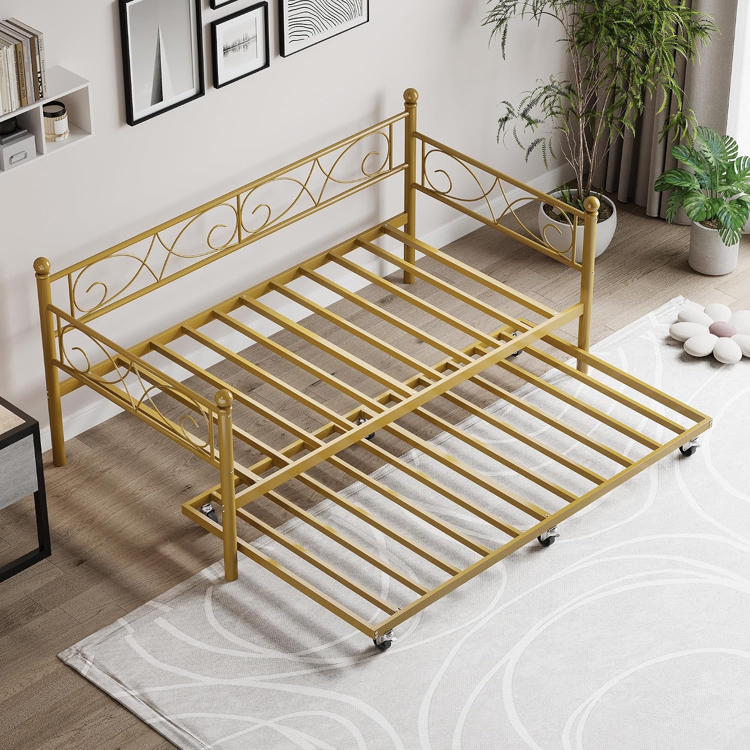 Gold Metal Daybed with Trundle
