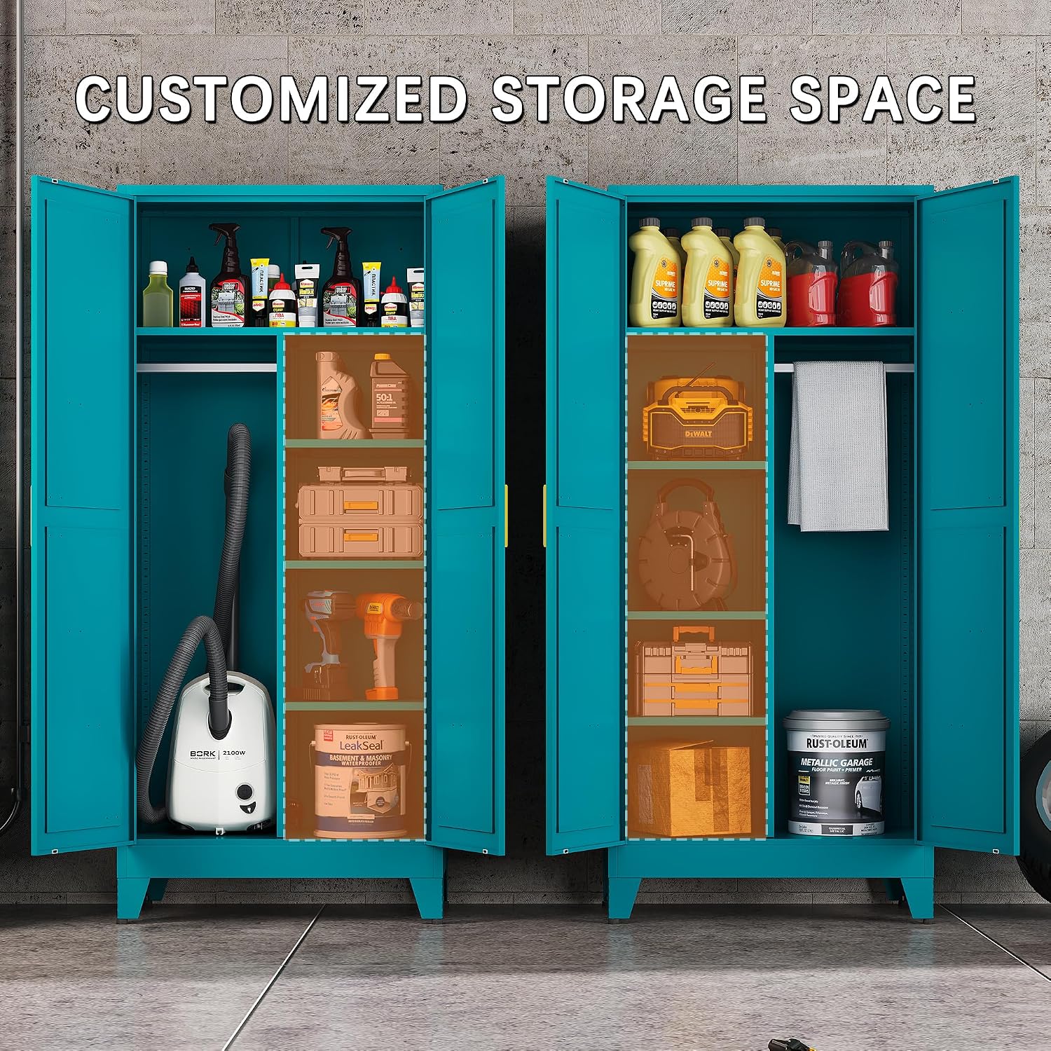 Blue Heavy Duty Metal Wardrobe Closet